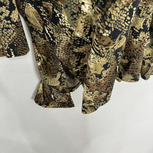 Ulla Popken Tunic Womens 32 Brown Snake Animal Print Button Front Top Travel - Picture 5 of 13